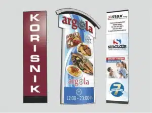 Izrada svjetlećih totema — jednostrani i dvostrani reklamni totemi s osvjetljenjem