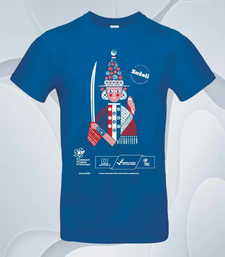 Royal plava majica s višebojnim printom naprijed