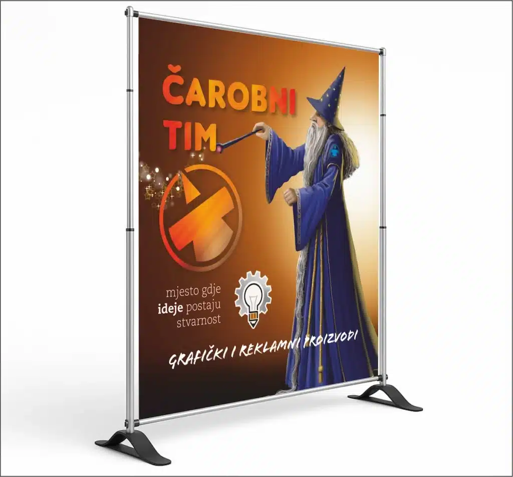 Ceradni zid s velikim printom — vanjski reklamni zid na aluminijskoj konstrukciji, otporan na vremenske uvjete
