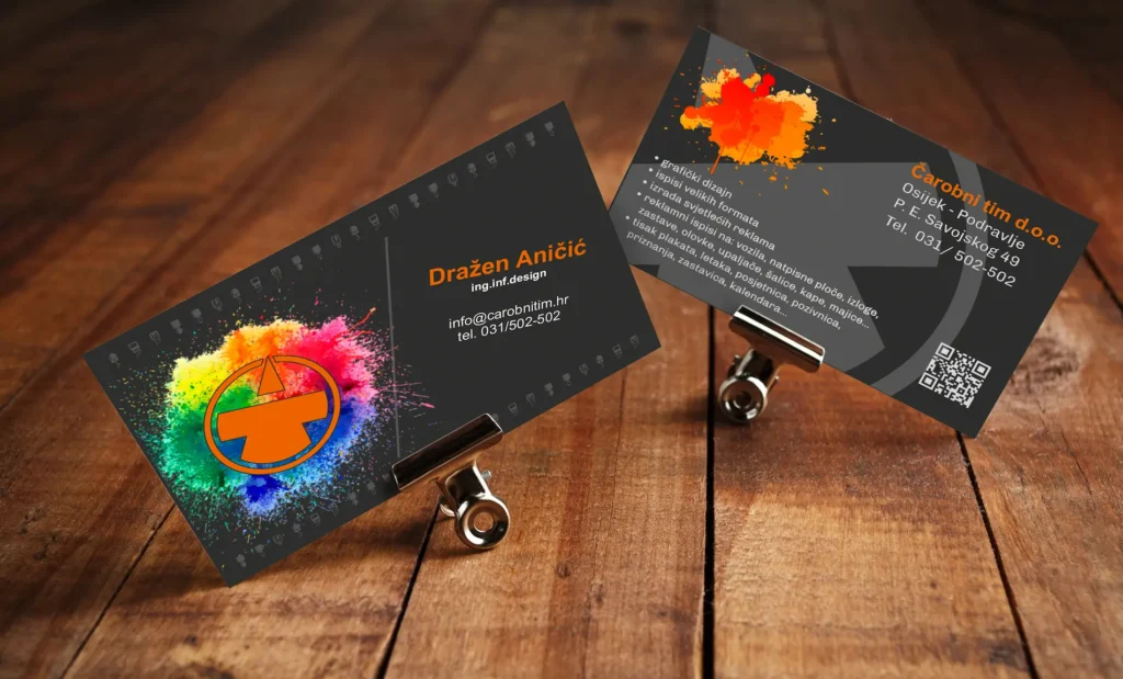 PVC posjetnice s UV lakom – Čarobni tim Osijek – izrada vizitki