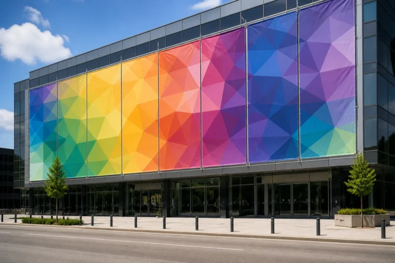 Reklamni banner velikog formata postavljen na fasadu