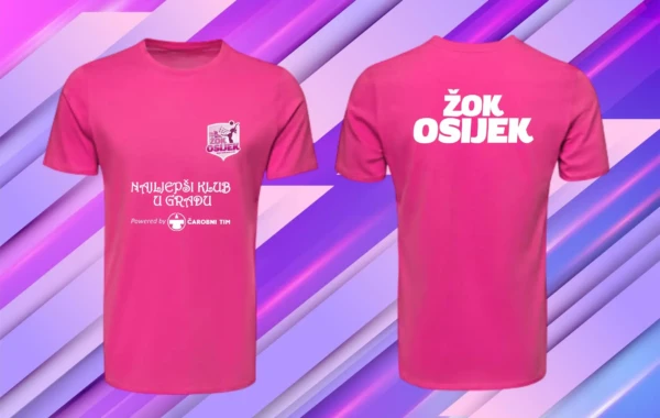 Ružičasta, sportska majica s tiskom naprijed i nazad