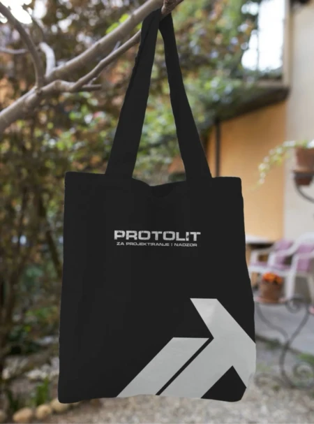 Crna platnena torba s tiskom po želji klijenta