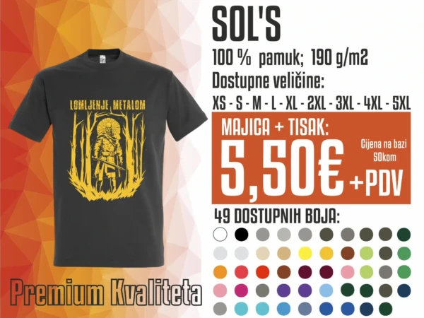 SOL'S majica ponuda dostupne boje