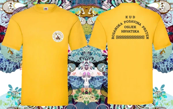 DTF print i sitotisak na žutu majicu