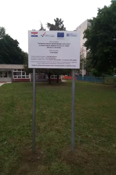 Informativna tabla za EU projekt s tiskanim sadržajem – Grad Osijek