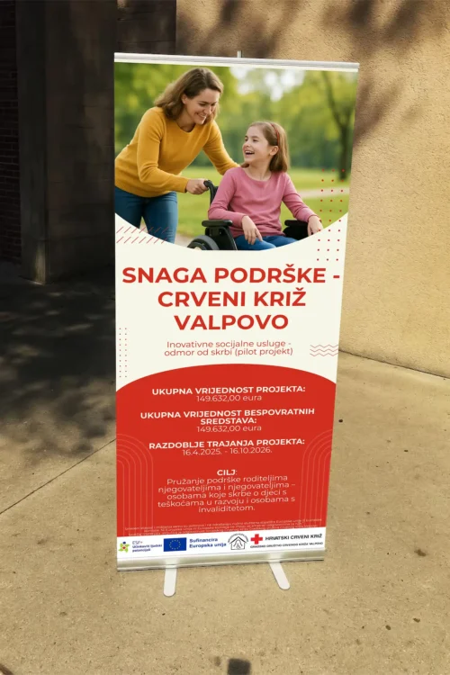Roll up banner s tiskom za konferenciju – Snaga podrške, Crveni križ Valpovo