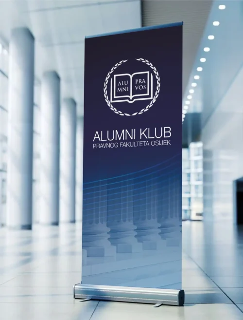 Premium pingvin roll up banner s tiskom – primjer za Alumni klub Pravnog fakulteta Osijek