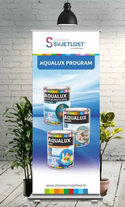 Roll up banner 85x200 s tiskom – primjer dizajna za Chromos Svjetlost Aqualux program