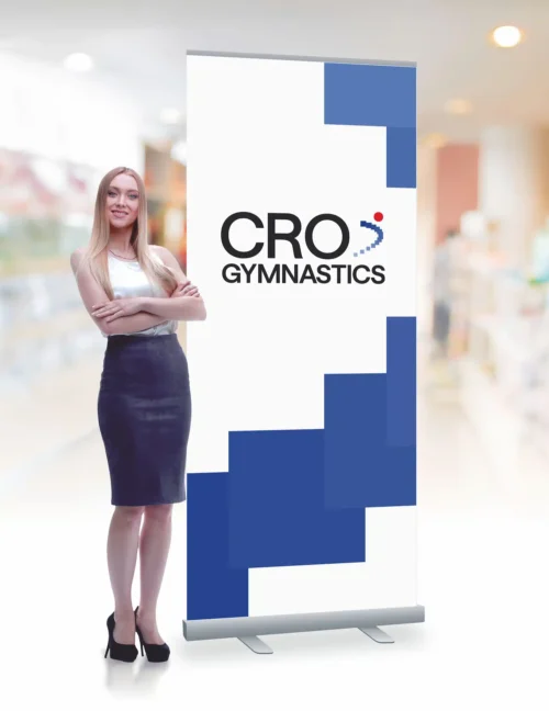 Standardni roll up banner s tiskom – primjer dizajna za CRO Gymnastics