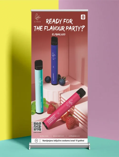 Roll up banner s tiskom – primjer reklamnog bannera za Elfbar 600